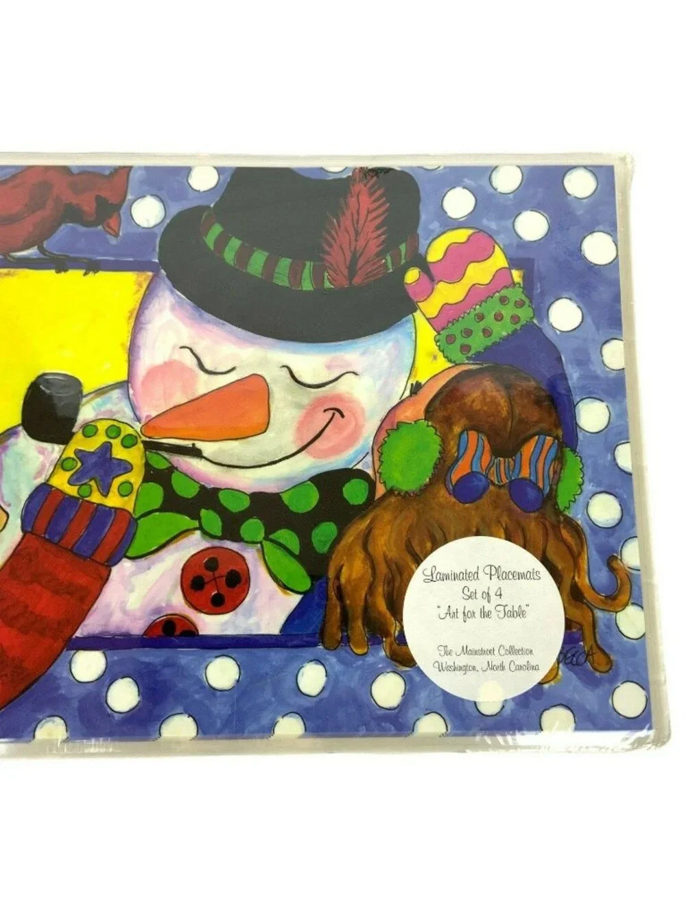 Laminated Paper Placemats Set Of 4 Snowman Child Art Mainstreet Collection